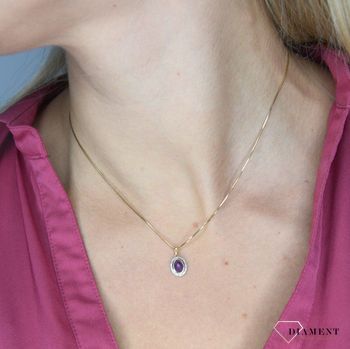 Złota zawieszka 585 DIAMENT ametyst, diamenty 60027177 HSI. Zawieszka DIAMENT złoto, ametyst i diamenty Arenart 60027177 wykonana ze złota próby 585. Zawieszka ze złota próby 585 z ametystem i diamentami  (8).JPG